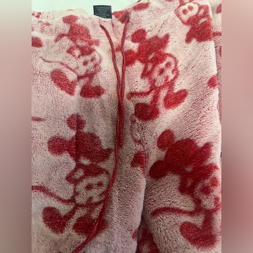 Disney Mickey Mouse Red Pink Fleece 2-Piece Pajama Lounge Set Women’s Medium - Picture 4 of 6